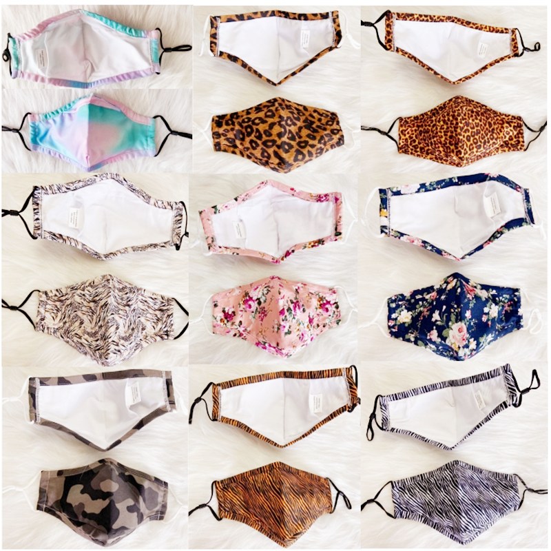 Thời trang Mặt nạ in Polyester Mặt nạ tái sử dụng Máy che miệng Máy có thể giặt mặt nạ vải