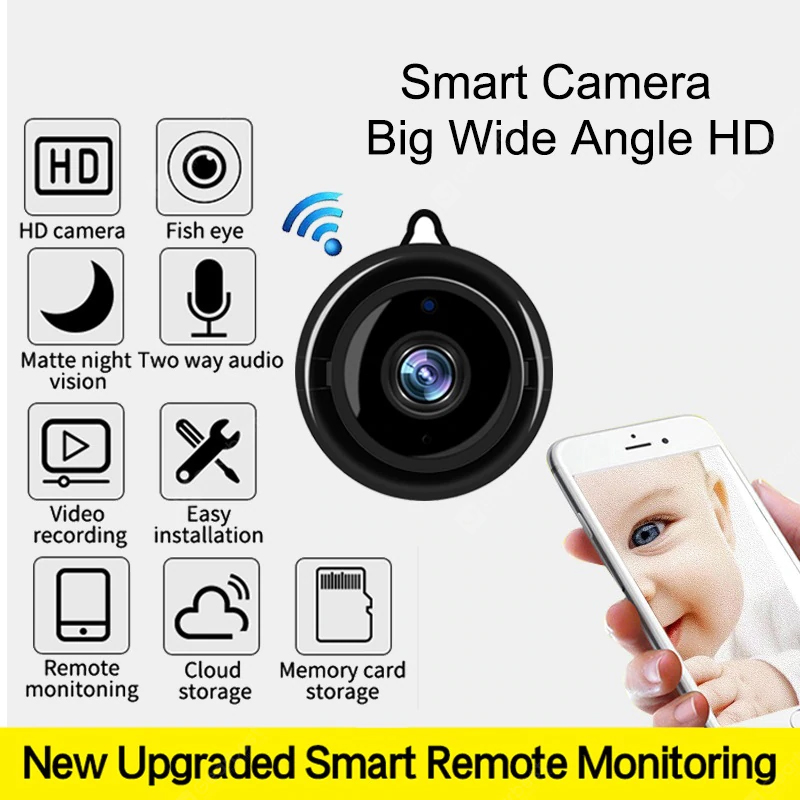 Camera giám sát video Tầm nhìn ban đêm không dây Bảo mật nhà thông minh IP Camera Phát hiện chuyển động - Camera