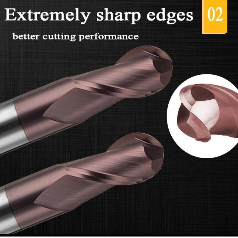 Sê-ri máy nghiền cuối tích hợp: cacbua thép vonfram 200mm 200 mm 6 hrc55 vòng r3 4 sáo hrc 45 ballnose bóng mũi nhôm cuối cối xay nhà máy cho cnc