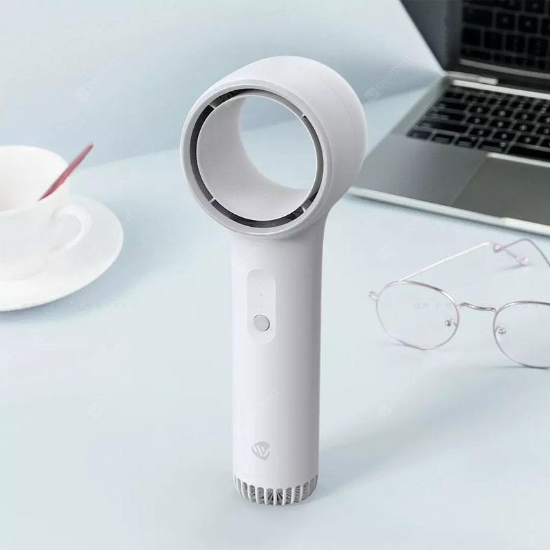 Quạt cầm tay Juntaitong MiNi Quạt không cánh an toàn Không gió mạnh Tiếng ồn thấp Tiếng ồn đẹp và cầm tay Xe du lịch Sử dụng quạt - Trắng