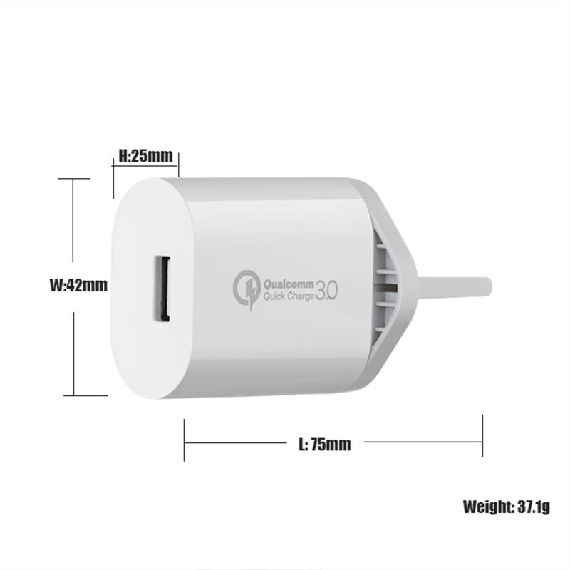 Bộ sạc du lịch treo tường 18W QC 3.0 USB Bộ sạc điện thoại di động nhanh Bộ sạc USB đa cổng