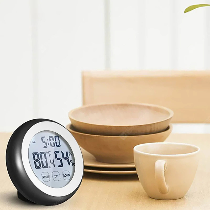 Máy đo độ ẩm màn hình LCD Nhiệt kế kỹ thuật số - Màu đen