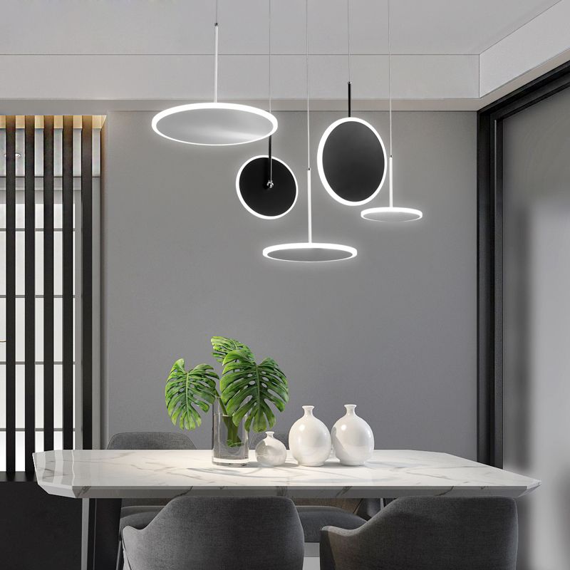 Thiết kế Bắc Âu Sắt tròn acrylic LED mặt dây chuyền đèn trang trí nhà