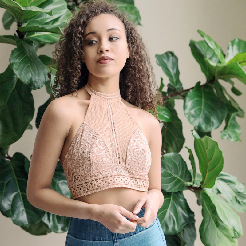 GA-5502 Cao cổ Bralette Lưới Bra Thời trang Ren Camisole Top