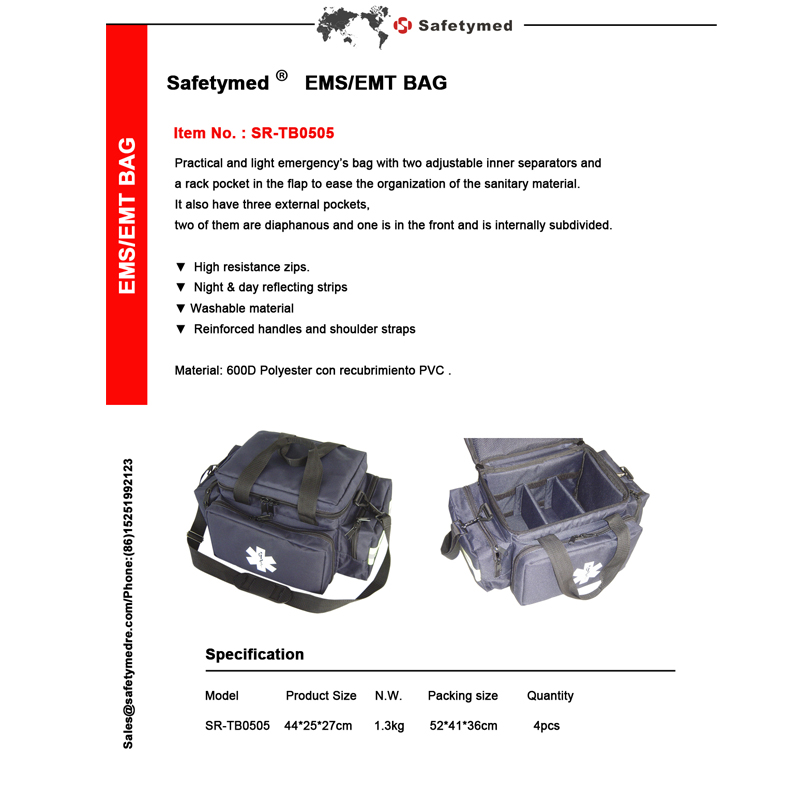 Túi chấn thương - Túi có biểu tượng Star of Life với túi có khóa kéo, viền phản quang & dây đeo vaiTúi chấn thương SR-TB0505