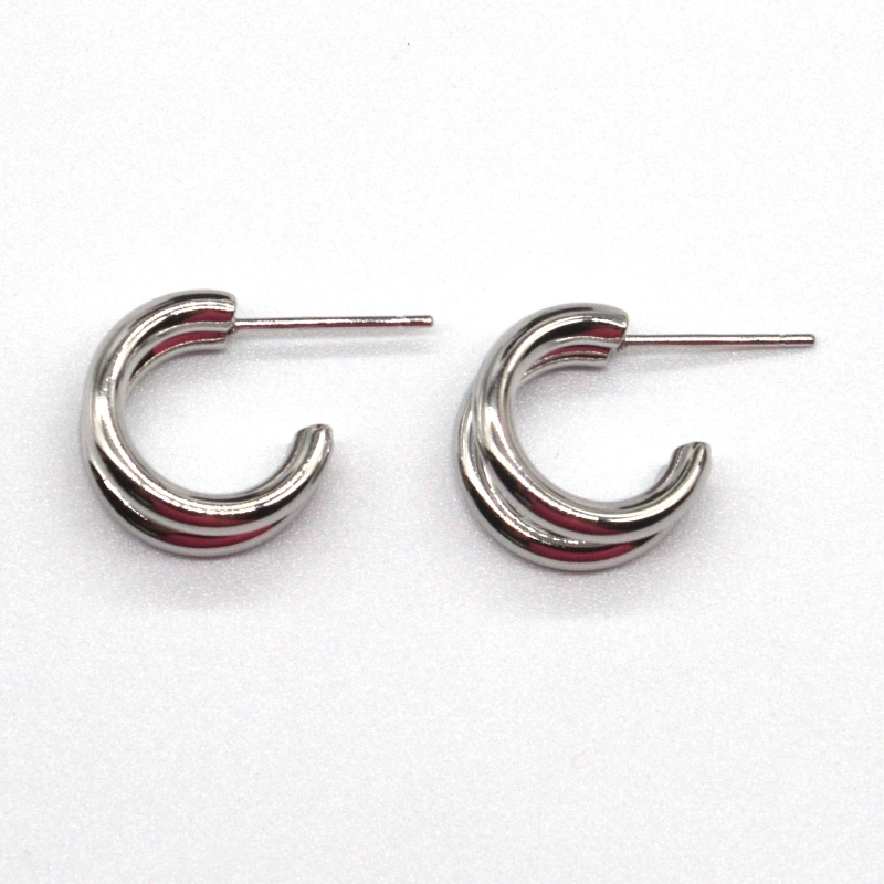 Hoa tai vòng bạc dày đôi vòng chữ C vòng tròn cổ điển hình học kim loại rock punk vòng tròn hoa tai lủng lẳng cho nữ trang sức nữ hoa tai Nhà máy chế biến đồ trang sức Ruifanbao Trung Quốc
