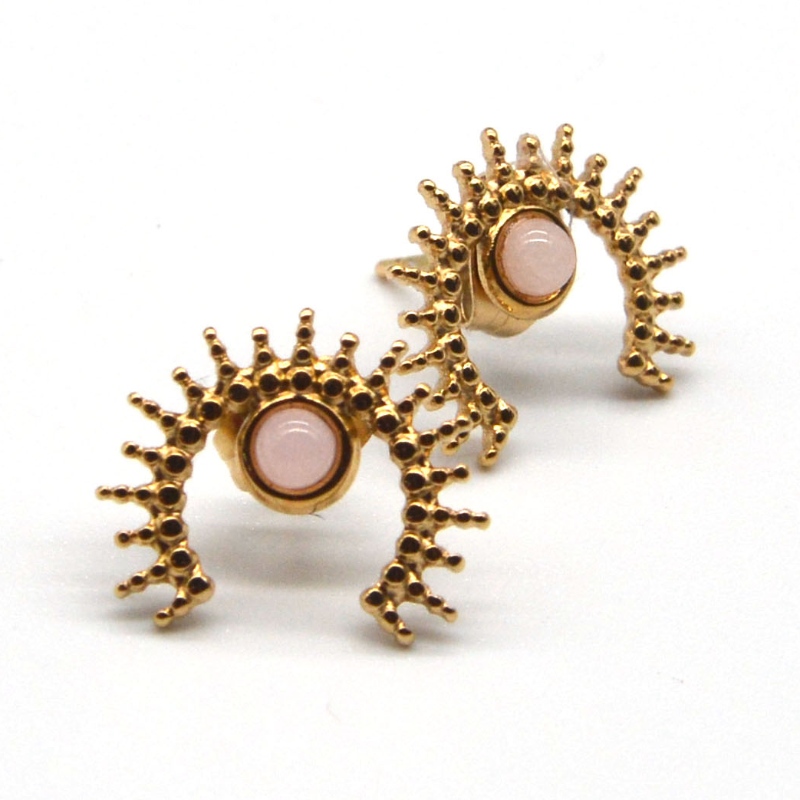 Bông tai mã não mạ vàng, bông tai nữ vàng thép không gỉ Nhà máy chế tác trang sức Ruifanbao Trung Quốc