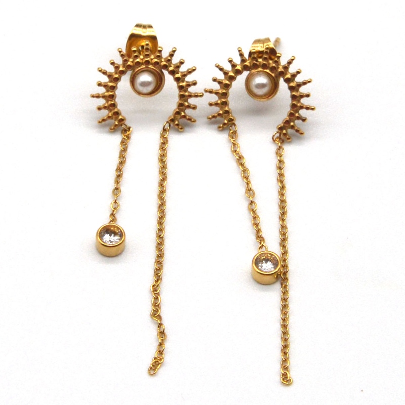 Bông tai tròn, tua rua, mặt dây chuyền mạ chân không ruy băng, dây chuyền, mặt dây chuyền, bông tai dễ thương, trang sức Nhà máy chế tác trang sức Ruifanbao Trung Quốc