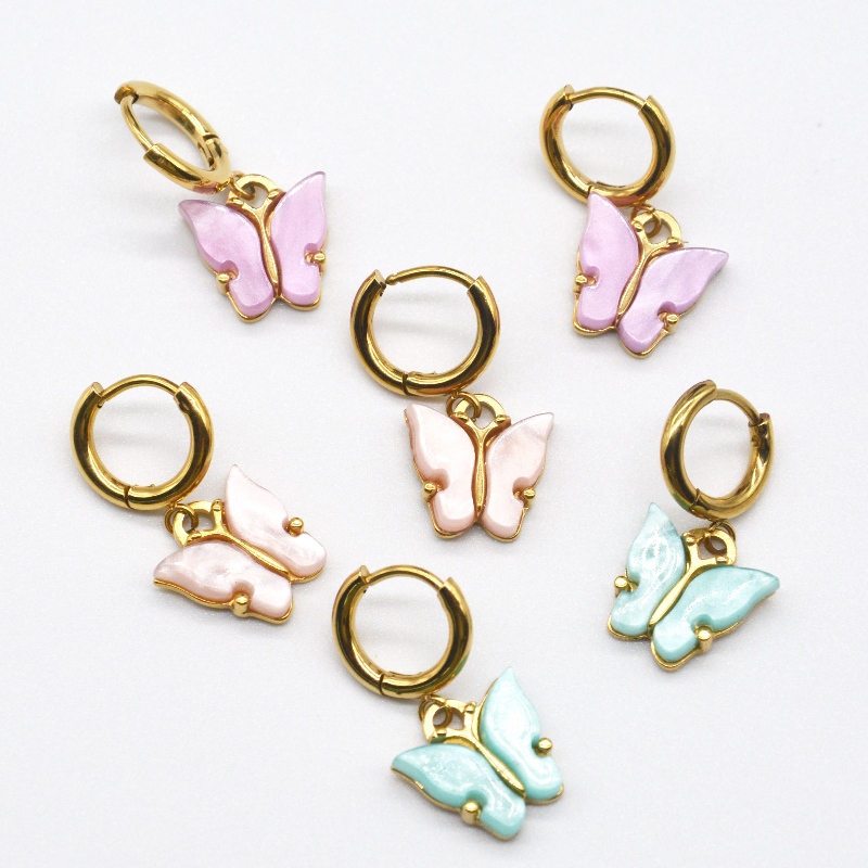 Cặp bông tai bướm nữ, trang sức bướm màu sắc, bông tai treo cổ nữ, quà ngày lễ của phụ nữ Trung Quốc sản xuất trang sức