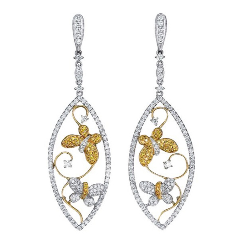 ♪ Womens leaf Khung... duy nhất kim loại butterfly wings kim cương-studded fashion insect cổ bông tai côn trùng cho hè dự tiệc sinh nhật các món quà Trung Quốc Rufanbao trang sức xưởng sản xuất trang sức ♪