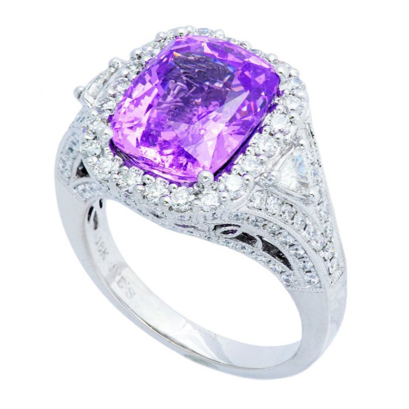 Phụ nữ 925 bạc bảng Anh .925 nhẫn tổng hợp sapphire sapphire cao đánh bóng bộ móng vuốt zircon cutout Nhà máy chế biến đồ trang sức Ruifanbao Trung Quốc