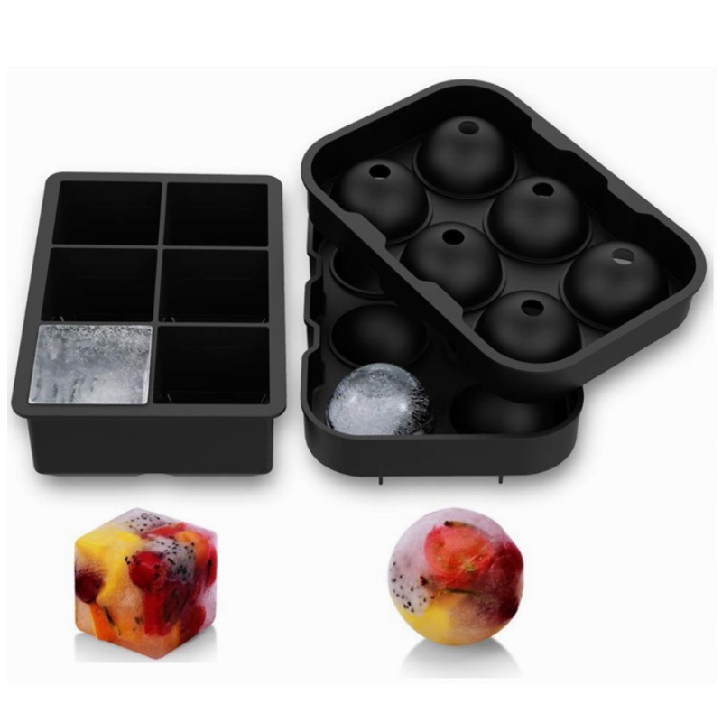 Hộp đá silicone set 6 với 6 lưới đá 2 miếng khuôn khối đá whisky bán buôn