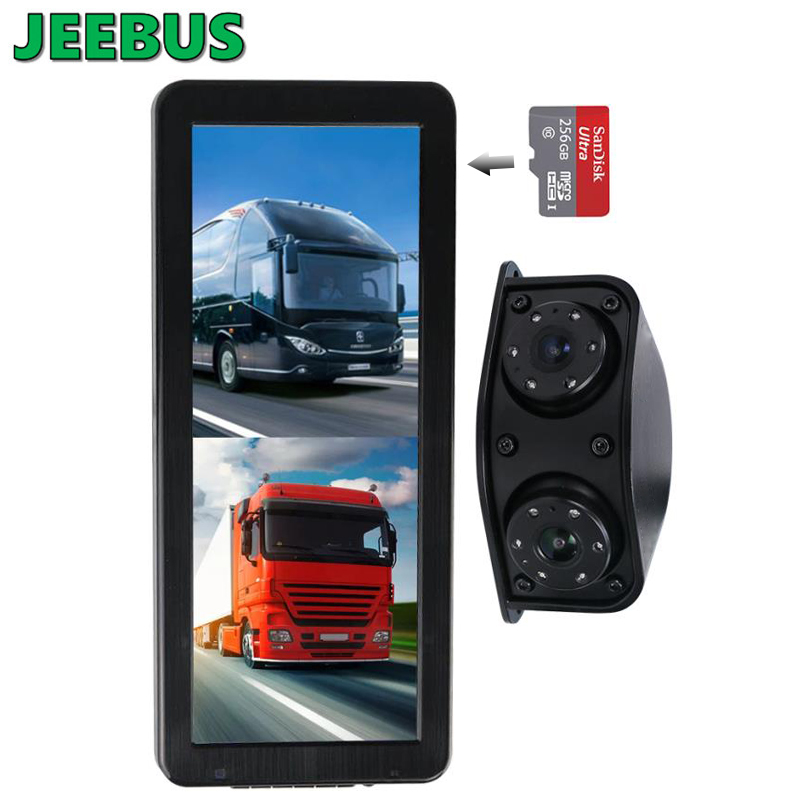 HD Chống thấm nước Tầm nhìn ban đêm Phía trước Camera phía sau AHD Dual Video Dash Cam Hệ thống màn hình DVR cho xe buýt