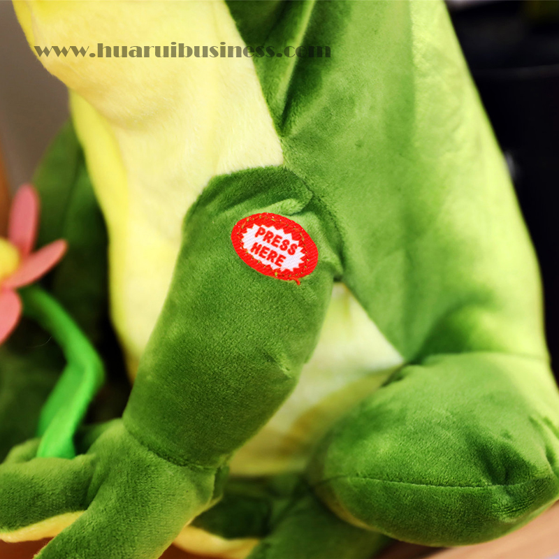 Con búp bê ếch với công tắc điện, với nhung sữa, có thể lắc cơ thể và nháy mắt.