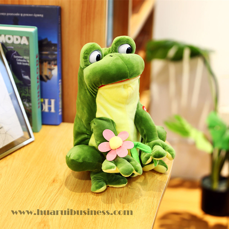 Con búp bê ếch với công tắc điện, với nhung sữa, có thể lắc cơ thể và nháy mắt.