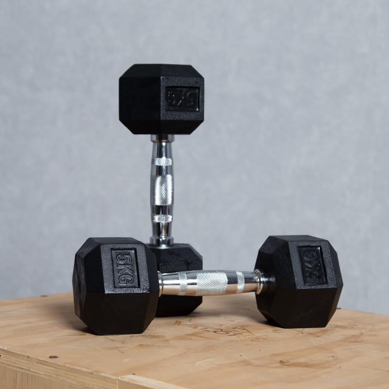 Phòng tập Gym Hex Dumbbells Cao su bọc ngoài Bộ tạ rắn Bộ lục giác Hexa Dumbbells