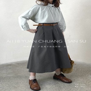 Thiết kế rộng rãi vừa vặn Kiểu dáng tối giản Kiểu dáng thẳng Thông thường Váy vải lanh và cotton màu trơn màu tùy chỉnh Váy Midi 16532