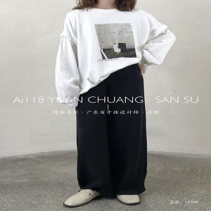 Thiết kế phù hợp Tìm kim vòng hợp hoang dã Kiểu áo tay áo cổ điển kiểu áo bó màu đặc tự động và vải lanh