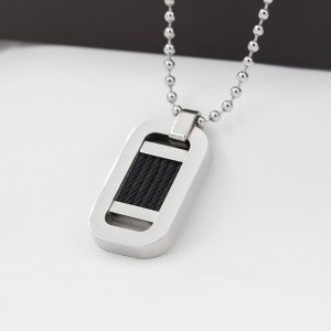 Bán buôn thép không gỉ hai tông màu đen có dây điều chỉnh dây đeo cổ