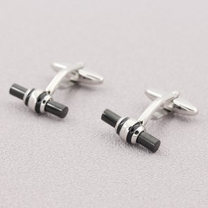 Thép không gỉ dành cho nam giới hai tông màu đen khuy măng sét để làm quà tặng