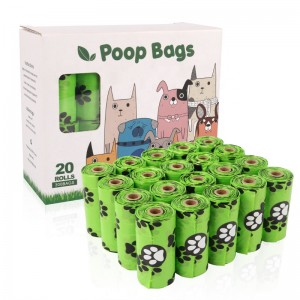 Toàn bộ túi chất thải vật nuôi có thể phân hủy sinh học Túi doggie poop với túi phân phối có thể phân hủy