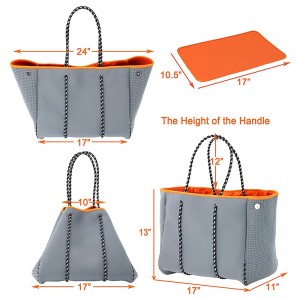 In thời trang Neoprene Túi xách đi biển tùy chỉnh Buộc Thuốcnhuộm Túi tote đi biển Neoprene không thấmnước