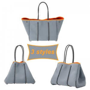In thời trang Neoprene Túi xách đi biển tùy chỉnh Buộc Thuốcnhuộm Túi tote đi biển Neoprene không thấmnước