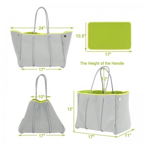 Neoprene đanăng túi đi biển tote với túi khóa kéo bên trong và bảng di động