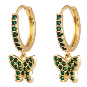Sáng tạo thời trang đơn giản Đồng Micro-dát màu Bông tai zircon Nữ Bướm Full Diamond Bông tai Hoa tai hoang dã Bông tai