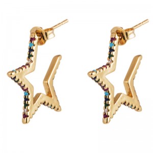 Châu Âu và Mỹ Biên giới thời trangnóng NS Bông tai gió Micro-dát Zircon Sứt mẻ Bông tai saonăm cánh Thời trang Bông tai Star Wild