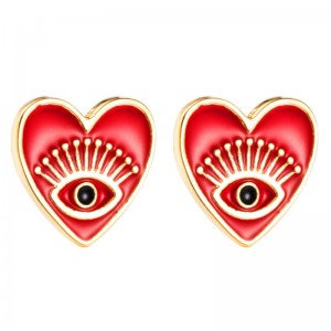 Amazon Cross-Border Wish Bông tai Nữ Châu Âu và Mỹ Trang sức thời trang Angel Eyes Bông tai Copper Ins Bông tai hình trái tim