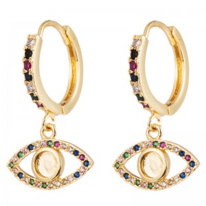 In sáng tạo Thời trang Đồng Micro-Inlaid Màu Bông tai Zircon Eyes Eyes Bông tai hoang dã Bông tai Hàn Quốc Bách tai cánhân