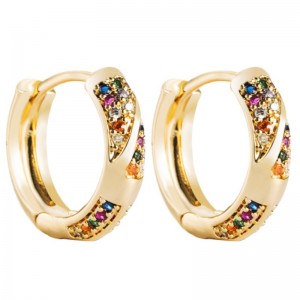 Bông tai phong cách dân tộc châu Âu và Mỹ Bông tai sáng tạo hình học rỗng Nữ mạ đồng thật Vàng Bông tai zircon