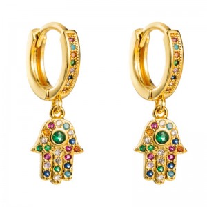 Copper Micro-dát màu bông tai đá quýnữ phong cách châu Âu và Mỹ xu hướng cá tính bông tai cọ gió lạnh lưới trang sức tai đỏ