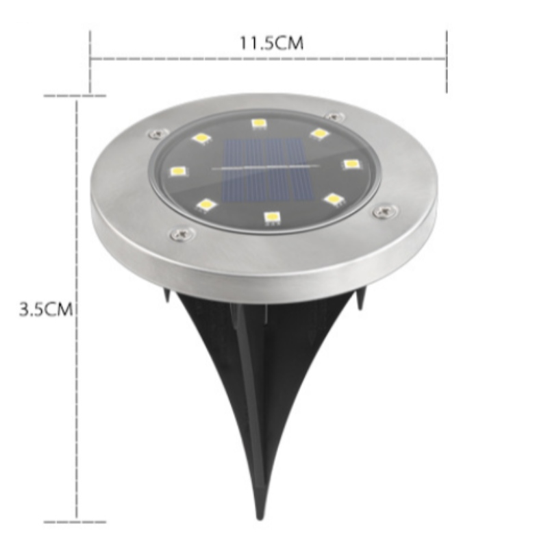 Không thấmnước 8 LED IP65năng lượng mặt trời chạy bằng đất công viên dưới mặt đất Đèn sân cỏngoài trời Garden LED Solar Ground Light với cảm ứng