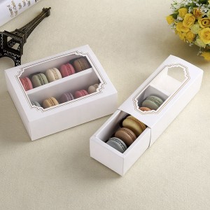 Tái chế Ngăn kéo Loại Hộp lưu trữ Hộp thực phẩm Hộp giấy Macaron trắng