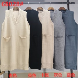 Xu hướng thời trang Casual Joker dệt kim V-cổ Vest 68028#