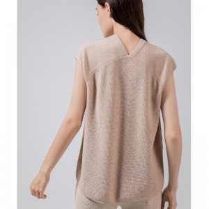 Tidal Fashion Đơn giản giải trí Joker Basic Đan Vest cổ chữ Vnhỏ 68053#