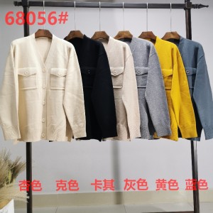 Xu hướng thời trang Đơn giản Giải trí Joker Foundation Cardigan đan đơn Top 68056#