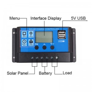 Bộ điều khiển sạcnăng lượng mặt trời PWM 60A 50A 40A 30A 20A 10A Bộ sạc pin 12V LCD Bộ điều khiển bảng điều khiểnnăng lượng mặt trời USB kép tối đa 50V PV đầu vào