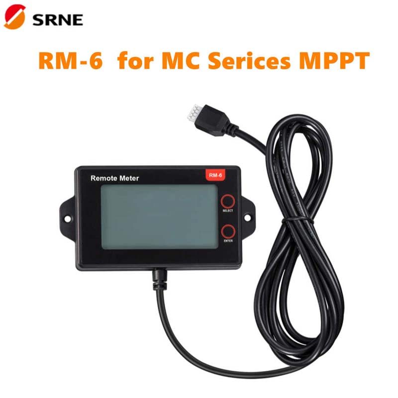Màn hình LCD từ xa SRNE RM-6 cho MC24 Series MPPT 20A 30A 40A Bộ điều khiển sạcnăng lượng mặt trời