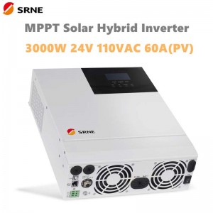 SRNE 3000W MPPT MPPT Hybrid Biến tầnnăng lượng mặt trời 24V 110 VAC Sóng sin tinh khiết Max 100V 60A 50Hz 60HZ Phí sạc điện Biến tần