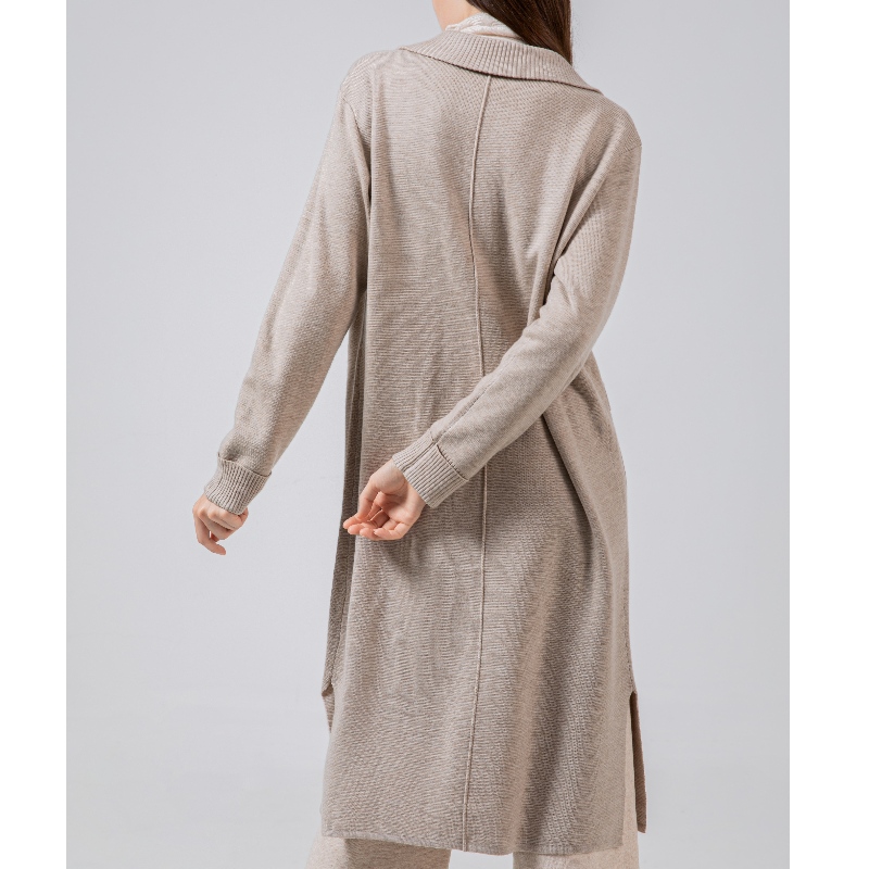 Thời trang giản dị đan áo len dài với lapels len 69035#