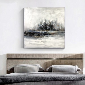 Bánnóng Tóm tắt Tác phẩmnghệ thuật trên Canvas Modren Tranh sơn dầu thủ công màu đen và trắng cho trang trí tường phòng khách