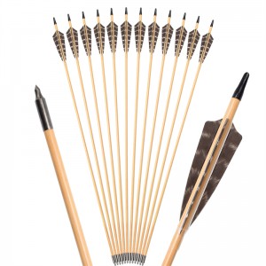 Elongngoài trời 117027-01 OD9mm Mũi tên gỗ 30 inch với Feather Bắn cung truyền thống bắn cung