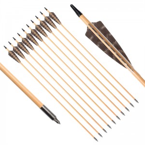 Elongngoài trời 117027-01 OD9mm Mũi tên gỗ 30 inch với Feather Bắn cung truyền thống bắn cung