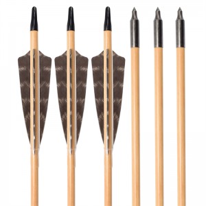 Elongngoài trời 117027-01 OD9mm Mũi tên gỗ 30 inch với Feather Bắn cung truyền thống bắn cung