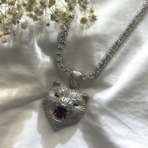 Mặt dây chuyền hổ zircon khảm hip-hop