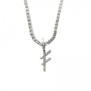 Trang sức Chất lượng cao Tên tùy chỉnh Bạc Chữ dây chuyền Mặt dây chuyền quyến rũ với chuỗi tennis bạc