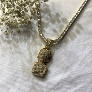 Zircon rắn bùngnổ đầu mặt dây chuyền hip hop